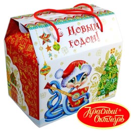 Детский новогодний подарок в картонной упаковке весом 950 грамм по цене 1108 руб в Хилке