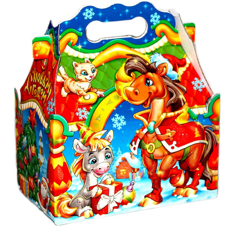Сладкий подарок на Новый Год в картонной упаковке весом 1000 грамм